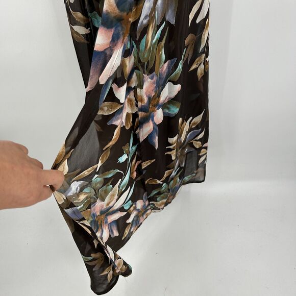 ASTR The Label Brown Floral Surplice Spaghetti Strap Maxi Dress Size Small S - Picture 6 of 10